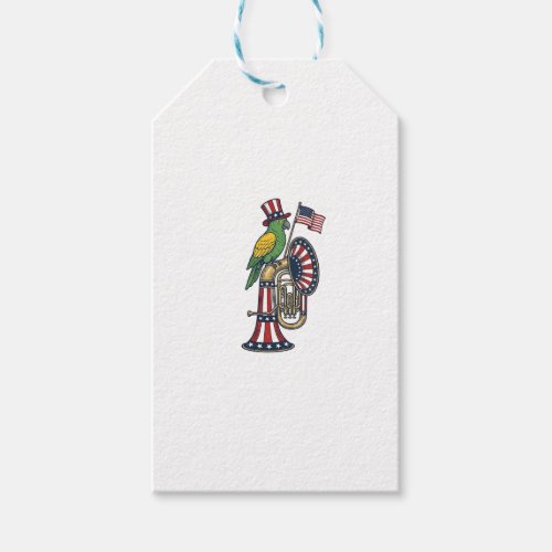 Patriotic Bird Vintage Engraving Music Shirt Desig Gift Tags