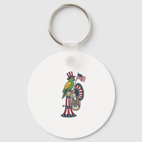 Patriotic Bird Vintage Engraving Music Shirt Desig Keychain