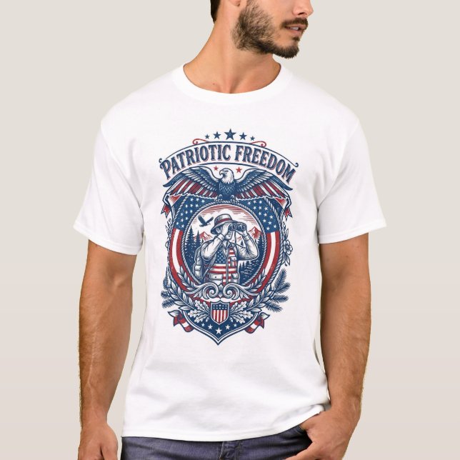 Patriotic Birdwatcher Vector Graphic Tee (2) (Front)