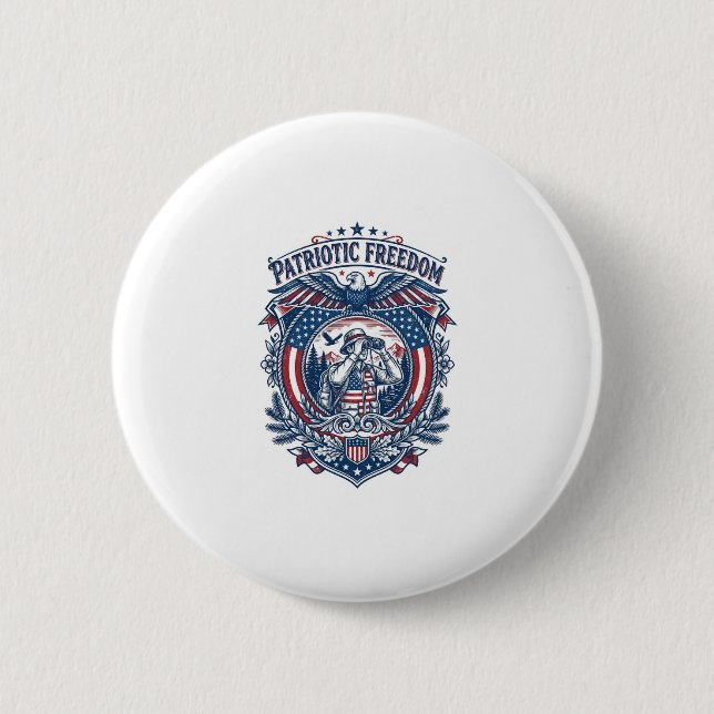 Patriotic Birdwatcher Vector Graphic Tee (2) Button (Front)
