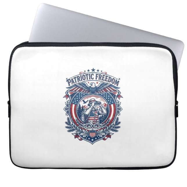 Patriotic Birdwatcher Vector Graphic Tee (2) Laptop Sleeve (Front)