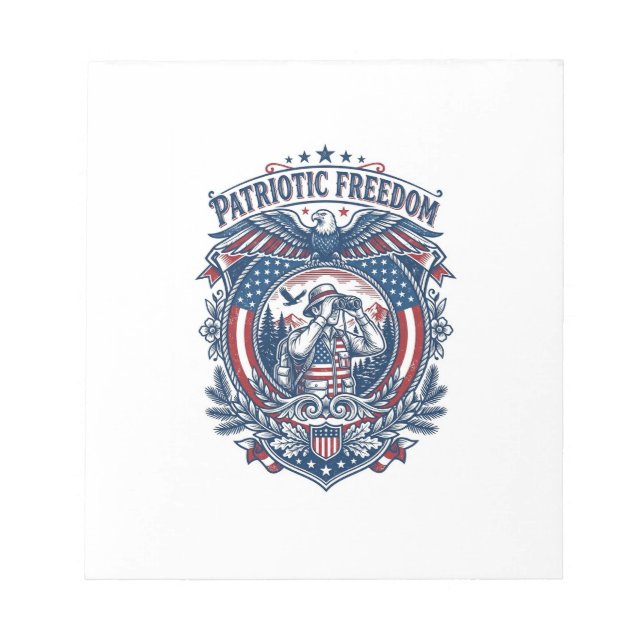Patriotic Birdwatcher Vector Graphic Tee (2) Notepad (Front)