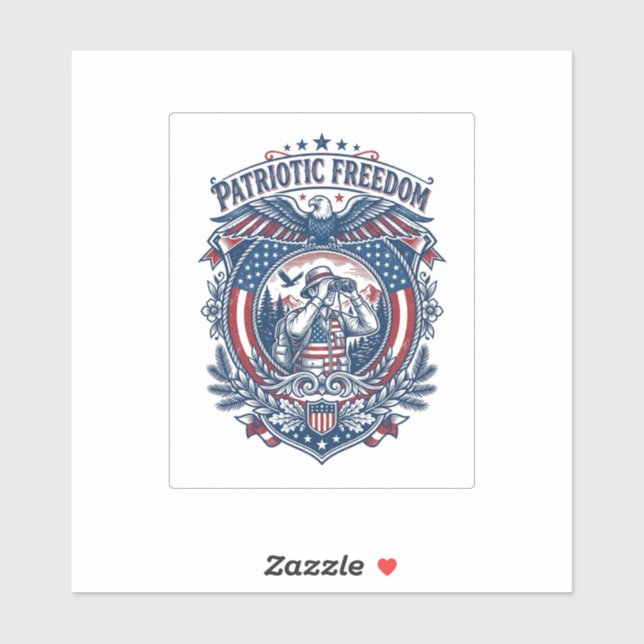 Patriotic Birdwatcher Vector Graphic Tee (2) Sticker (Sheet)