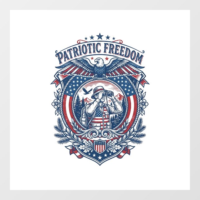 Patriotic Birdwatcher Vector Graphic Tee (2) Window Cling (Sheet)