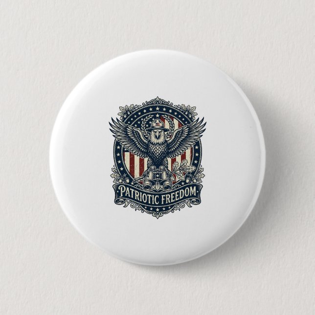 Patriotic Birdwatcher Vector Graphic Tee Button (Front)