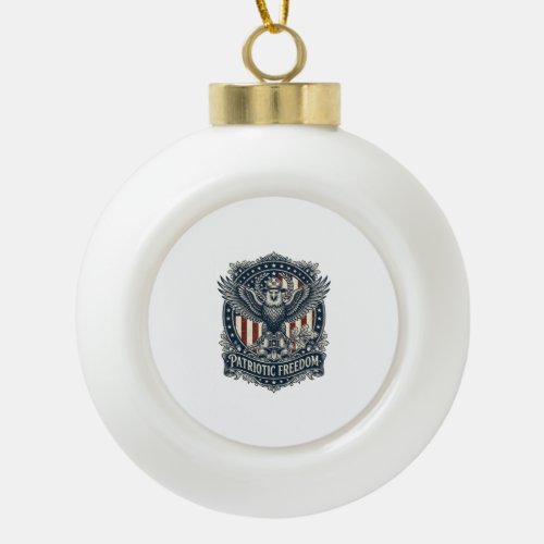 Patriotic Birdwatcher Vector Graphic Tee Ceramic Ball Christmas Ornament