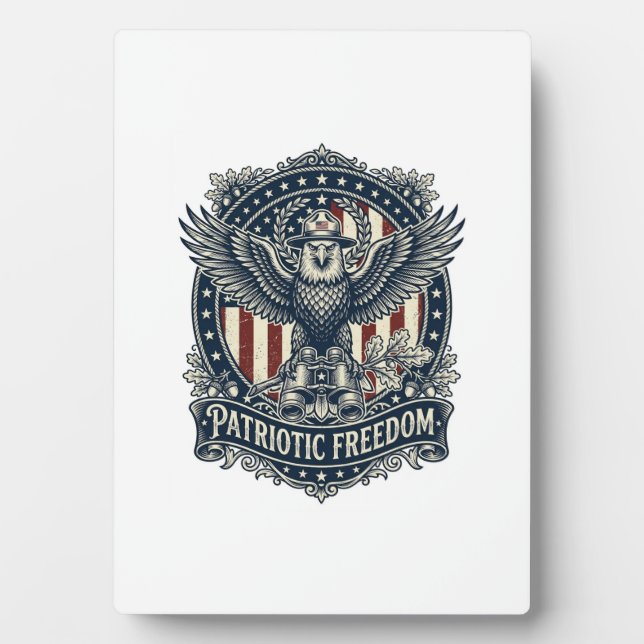 Patriotic Birdwatcher Vector Graphic Tee Plaque (Front)