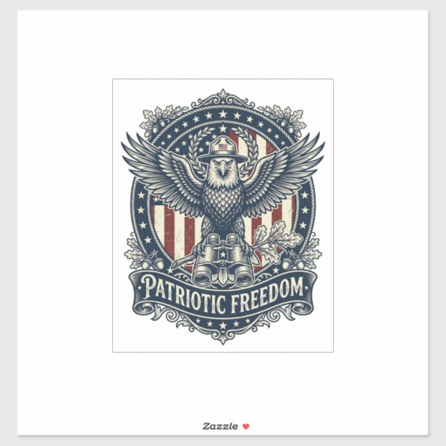 Patriotic Birdwatcher Vector Graphic Tee Sticker (Sheet)