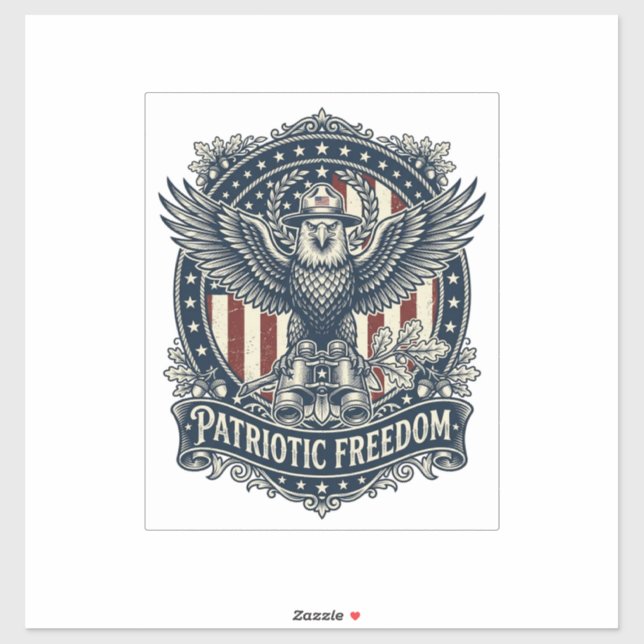 Patriotic Birdwatcher Vector Graphic Tee Sticker (Sheet)