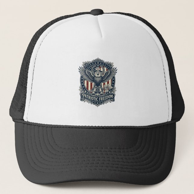 Patriotic Birdwatcher Vector Graphic Tee Trucker Hat (Front)