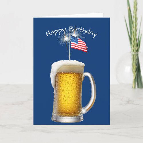 Patriotic Birthday Beer With Sparklers Card