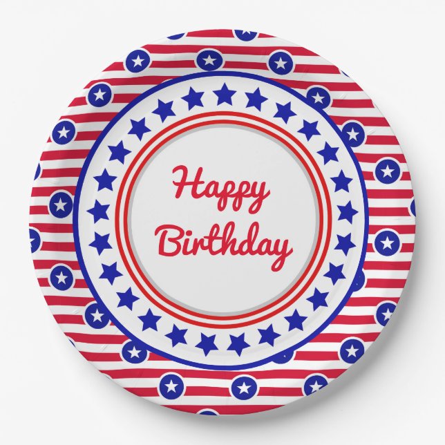 Patriotic Birthday Paper Plates (Front)