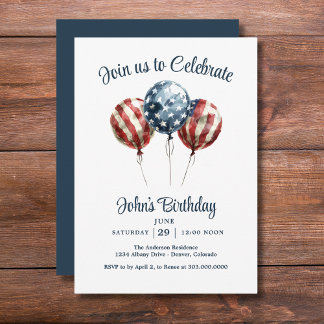 Patriotic Birthday Party Invitation