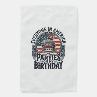 Patriotic Birthday Party Vintage Cake Shirt Design Garden Flag