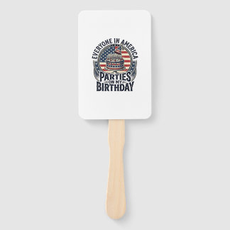 Patriotic Birthday Party Vintage Cake Shirt Design Hand Fan