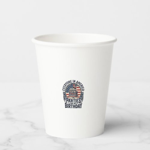 Patriotic Birthday Party Vintage Cake Shirt Design Paper Cups