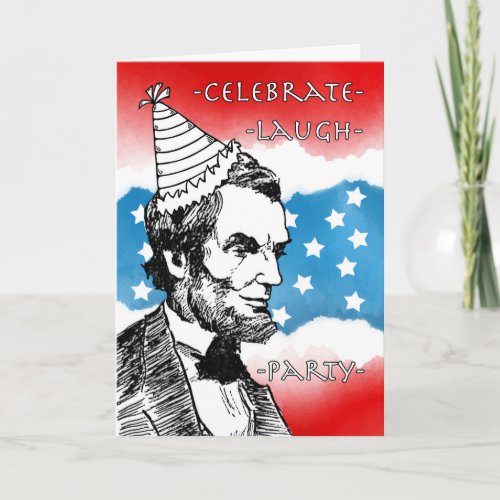 Patriotic Birthday with Abraham Lincoln in Hat Card