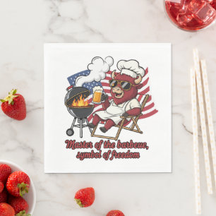 Patriotic Bison BBQ Master USA Flag Napkins