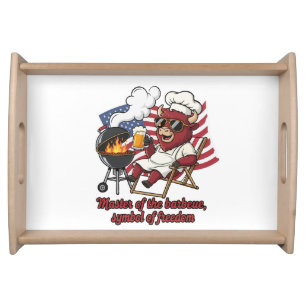 Patriotic Bison BBQ Master USA Flag Serving Tray