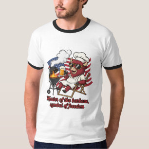 Patriotic Bison BBQ Master USA Flag T-Shirt