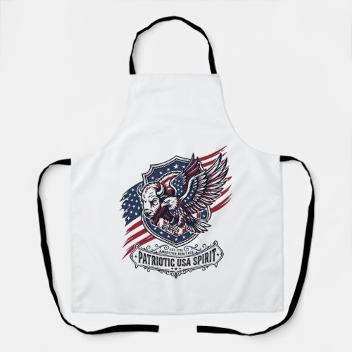 Patriotic Bison Eagle Crest Animal Hybrid Patrioti Apron