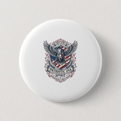 Patriotic Bison Eagle Crest Animal Hybrid Patrioti Button