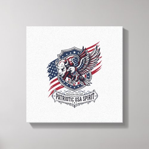Patriotic Bison Eagle Crest Animal Hybrid Patrioti Canvas Print