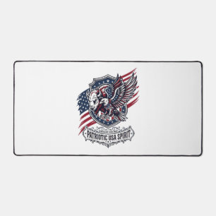 Patriotic Bison Eagle Crest Animal Hybrid Patrioti Desk Mat