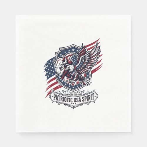 Patriotic Bison Eagle Crest Animal Hybrid Patrioti Napkins