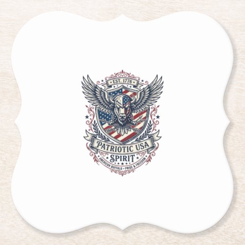 Patriotic Bison Eagle Crest Animal Hybrid Patrioti Paper Coaster