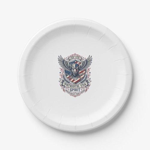 Patriotic Bison Eagle Crest Animal Hybrid Patrioti Paper Plates