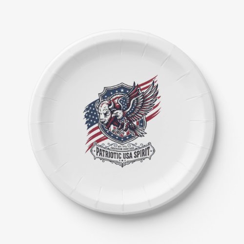 Patriotic Bison Eagle Crest Animal Hybrid Patrioti Paper Plates