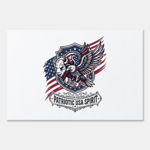 Patriotic Bison Eagle Crest Animal Hybrid Patrioti Sign