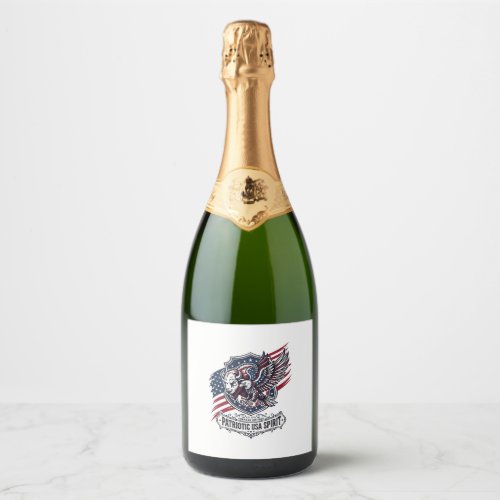 Patriotic Bison Eagle Crest Animal Hybrid Patrioti Sparkling Wine Label