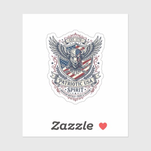 Patriotic Bison Eagle Crest Animal Hybrid Patrioti Sticker