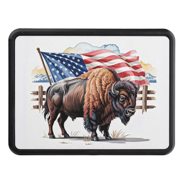 Patriotic Bison Hitch Cover (Front)