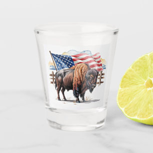 Patriotic Bison Shot Glass
