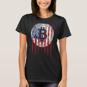 Patriotic Bitcoin Usa Flag Grunge Retro Vintage Cr T-Shirt