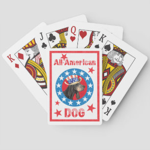Patriotic Black and Tan Coonhound Poker Cards