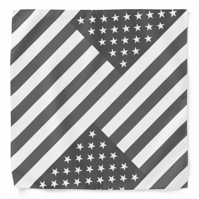 Patriotic black and white American flag bandana (Front)
