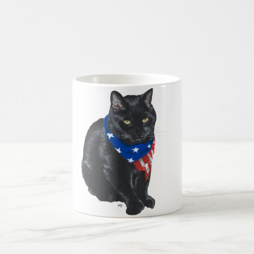Patriotic Black Cat Coffee Mug