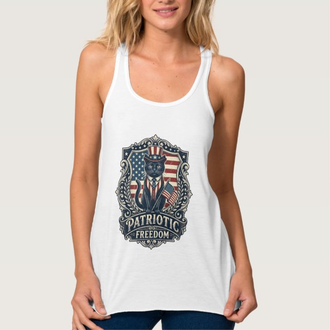 Patriotic Black Cat Vector Graphic Tee (2)_1 (Front)