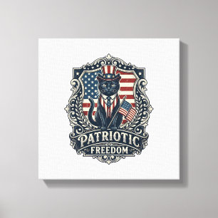 Patriotic Black Cat Vector Graphic Tee (2)_1 Canvas Print