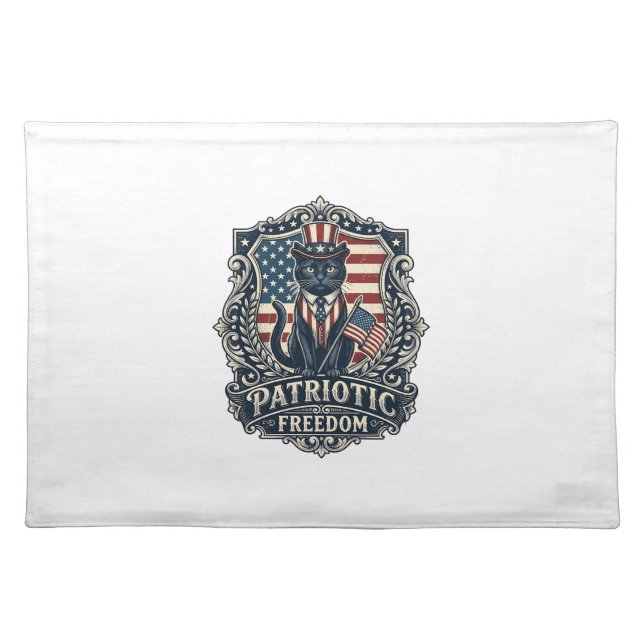 Patriotic Black Cat Vector Graphic Tee (2)_1 Cloth Placemat (Front)
