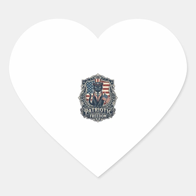 Patriotic Black Cat Vector Graphic Tee (2)_1 Heart Sticker (Front)