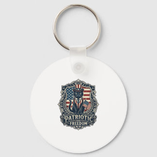 Patriotic Black Cat Vector Graphic Tee (2)_1 Keychain