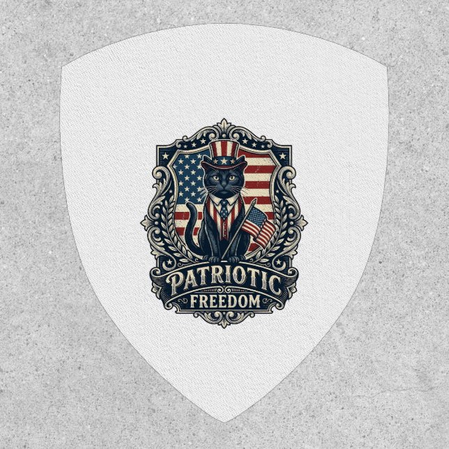 Patriotic Black Cat Vector Graphic Tee (2)_1 Patch (Front)