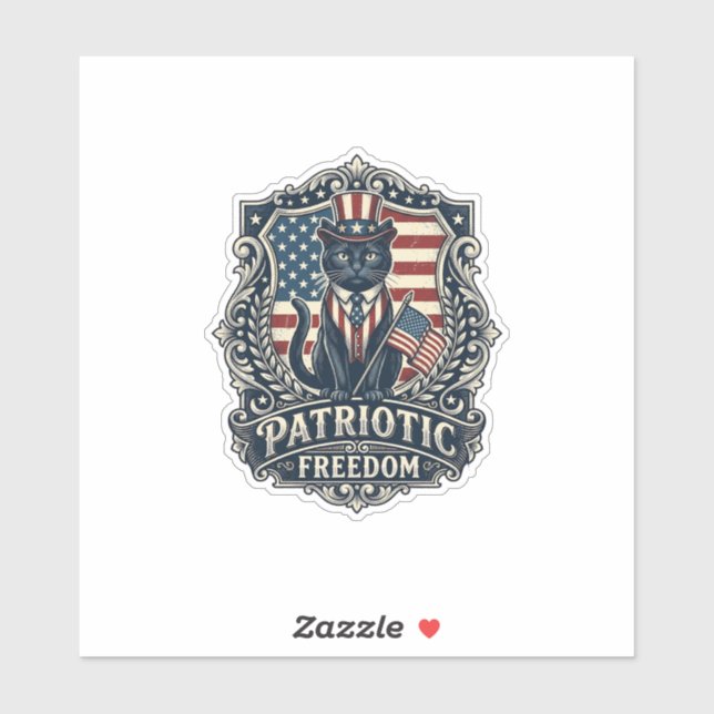 Patriotic Black Cat Vector Graphic Tee (2)_1 Sticker (Sheet)