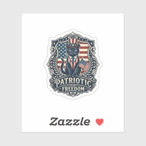Patriotic Black Cat Vector Graphic Tee (2)_1 Sticker
