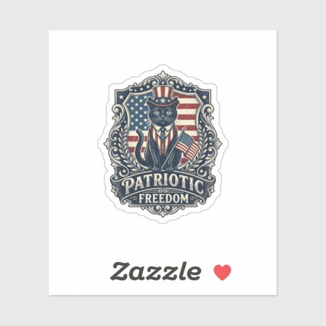Patriotic Black Cat Vector Graphic Tee (2)_1 Sticker (Sheet)
